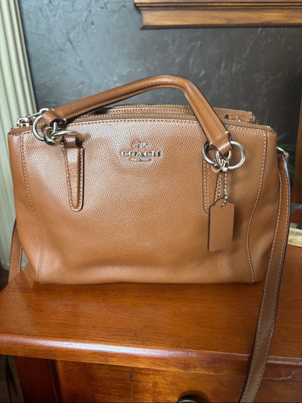 Coach Mini Brooke Carryall Pebble Leather Satchel Crossbody – F36704
